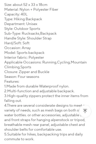 Mochila senderismo ultraligera, 40L gris y verde