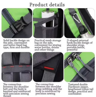 Mochila senderismo ultraligera, 40L gris y verde