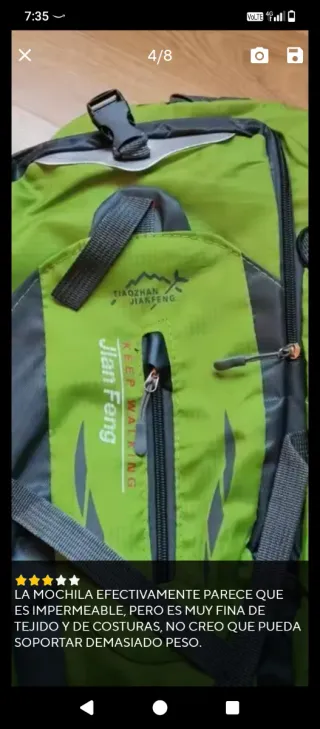 Mochila senderismo ultraligera, 40L gris y verde