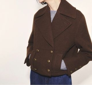 Chaquetón paño corto marrón a estrenar