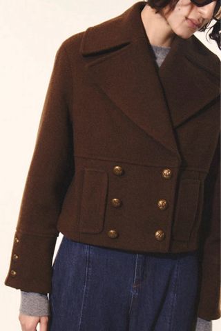 Chaquetón paño corto marrón a estrenar