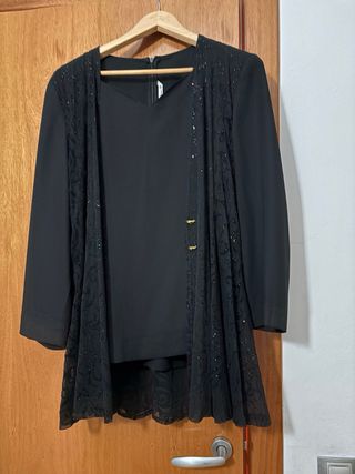 Blusa negra mujer con encaje