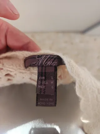 Jersey beige tejido crochet mujer