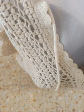 Jersey beige tejido crochet mujer