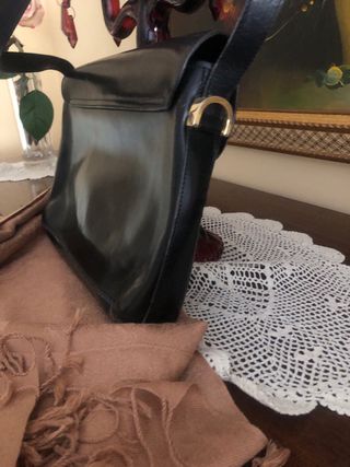 Borsa jean Claude francese vintage vera pelle nera