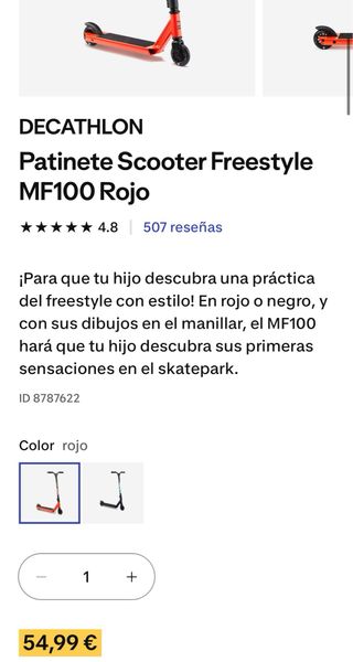 Patinete Oxelo MF ONE Rojo