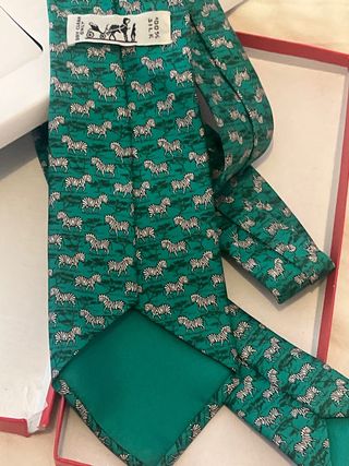 Corbata Hermes Seda Cebra Verde