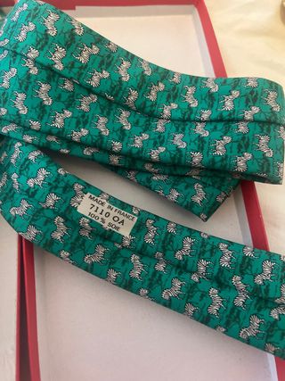 Corbata Hermes Seda Cebra Verde