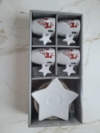 Set 4 Tazzine Caffè Natalizie Renna Stella