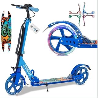 Arebos City Scooter Pedal Scooter Regulable Azul