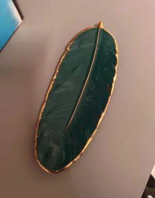 Svuota tasche foglia ceramica verde oro