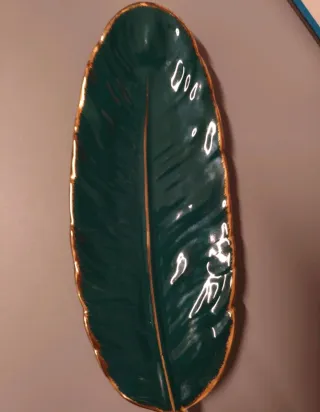 Svuota tasche foglia ceramica verde oro