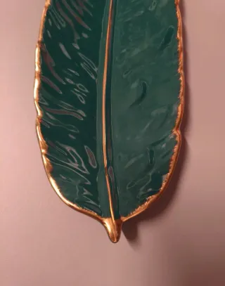 Svuota tasche foglia ceramica verde oro