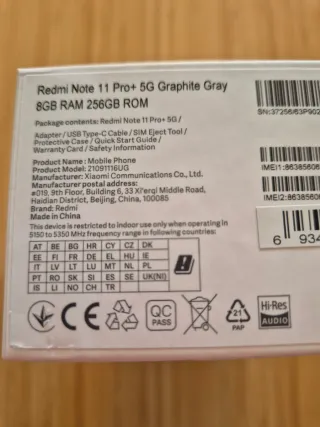 Xiaomi Redmi Note 11 Pro+ 5G 256GB Grigio