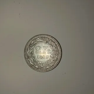 Moneda 2 Francos Suizos 1989