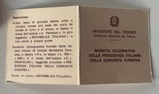 500 Lire Argento Celebrativa Presidenza Italiana