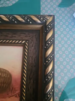 Pintura al óleo de flores en cesta