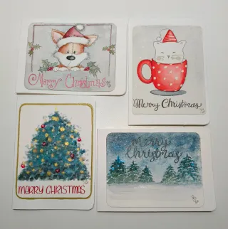 Tarjetas de Navidad pintadas a mano