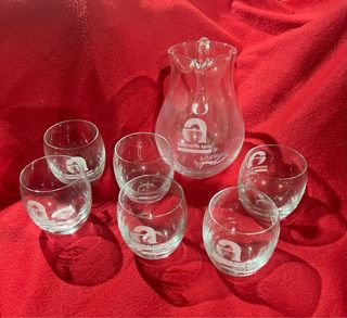 Caraffa e 6 bicchieri d'acqua in cristallo