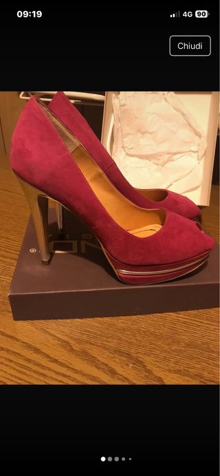 Scarpe Fuxia con tacco argento