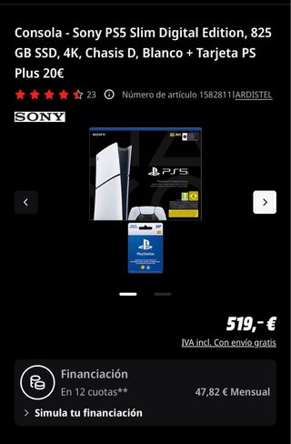Consola - Sony PS5 Slim Digital Edition, 825 GB SS