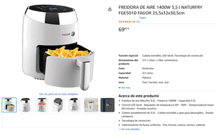 ¡¡-50%!! | Fagor 3,5L 1400 W - Freidora de Aire