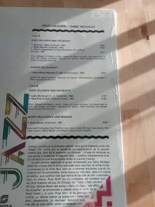 Vinilo Jazz Dizzy Gillespie & Gerry Mulligan