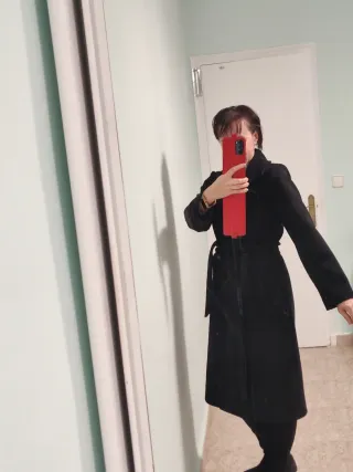 Abrigo largo negro mujer