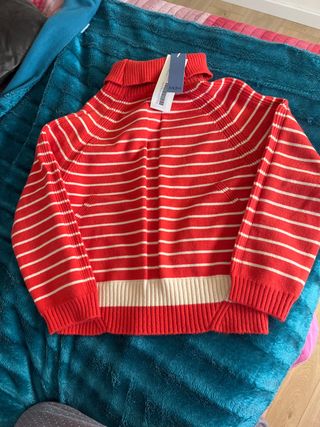 Jersey rayas naranja  y blanco talla M