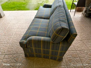 Sofá Cama Tela Azul y Amarillo