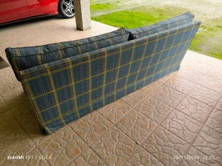 Sofá Cama Tela Azul y Amarillo