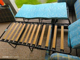 Sofá Cama Tela Azul y Amarillo