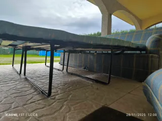 Sofá Cama Tela Azul y Amarillo