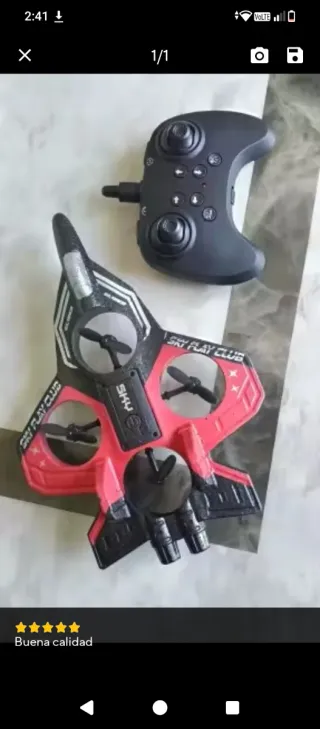 Avión Drone Rojo y Negro