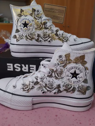 Converse Pelle Rose Oro Platform