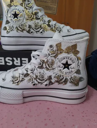 Converse Pelle Rose Oro Platform