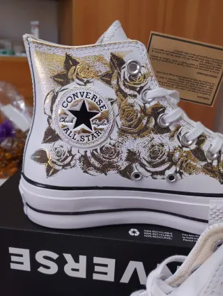 Converse Pelle Rose Oro Platform