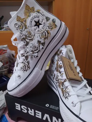 Converse Pelle Rose Oro Platform