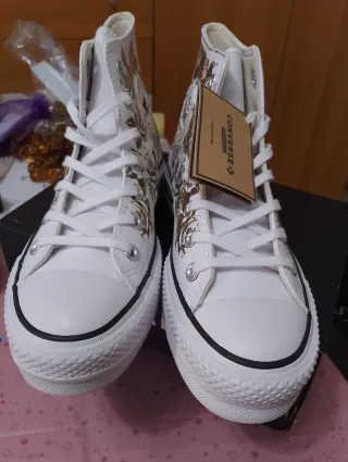 Converse Pelle Rose Oro Platform