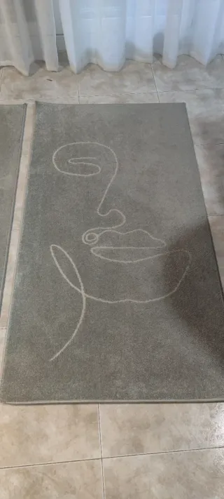 2 Tappeti da Camera da Letto Design Astratto Grigio