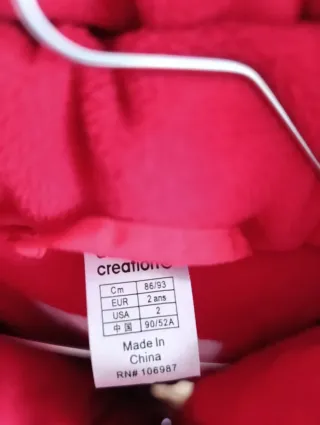 Giubbotto neve Decathlon rosso e grigio con quanti