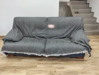 Sofá 3 plazas azul tela