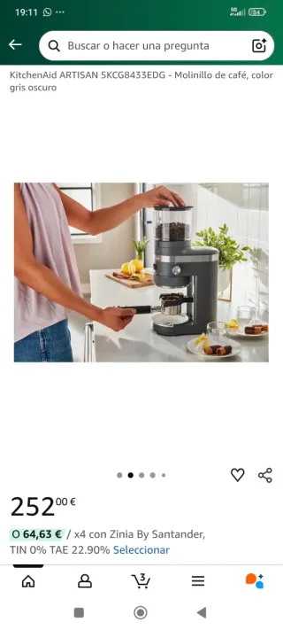 Molinillo de café KitchenAid ARTISAN