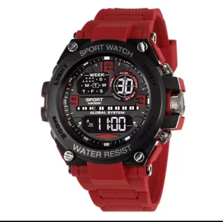 Reloj Deportivo Negro y Rojo