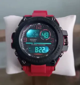 Reloj Deportivo Negro y Rojo