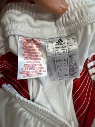 Pantaloncino Adidas bianco/rosso 13/14 anni