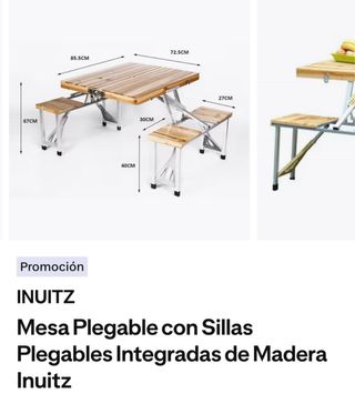 Mesa plegable madera y metal niños