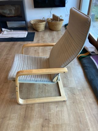 Butaca Ikea Madera y Tela Gris