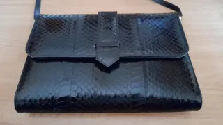 Borsa vera pelle serpente nera lucida