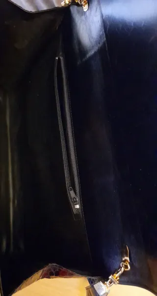 Borsa vera pelle serpente nera lucida